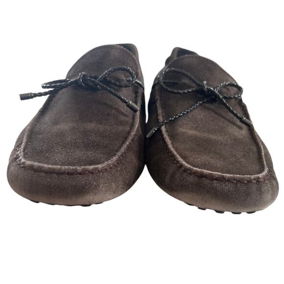 Tod\'s Gommino Chocolate Brown Suede Leather Braided Bow Driving Moccasin Loafer main image 5